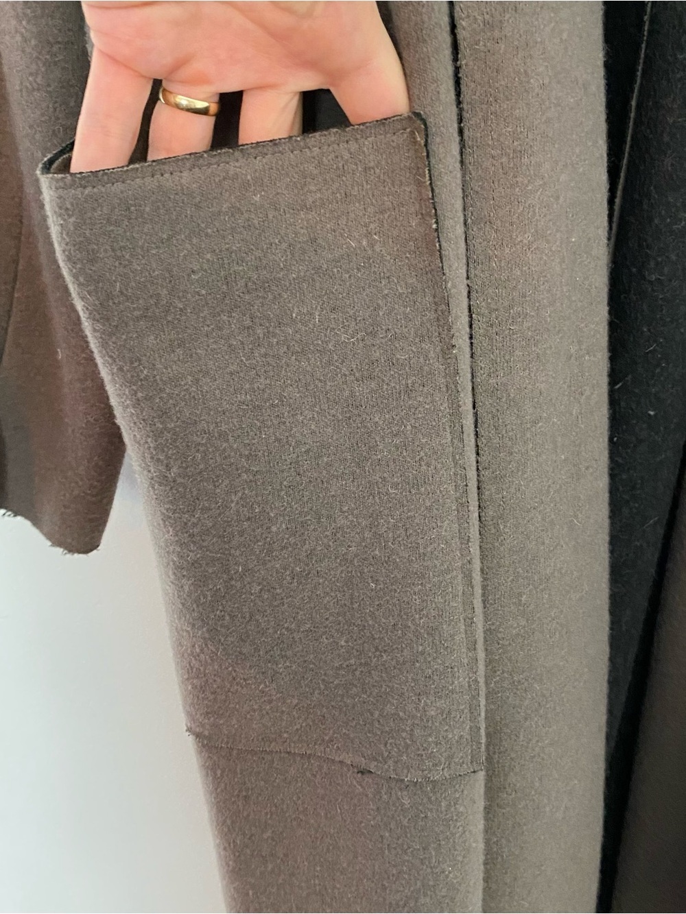 Sosken Bella Coat Trench Jacket Womens Size XL 4 Taupe Gray Pockets Open Front - Picture 11 of 13
